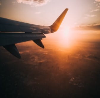 Travelling on airplane view